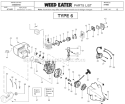 Page H Diagram and Parts List for XT600 Type 6 Weed Eater Trimmer